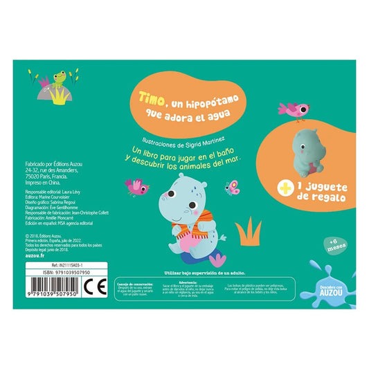 Libro de baño. Timo, un hipopótamo que adora el agua