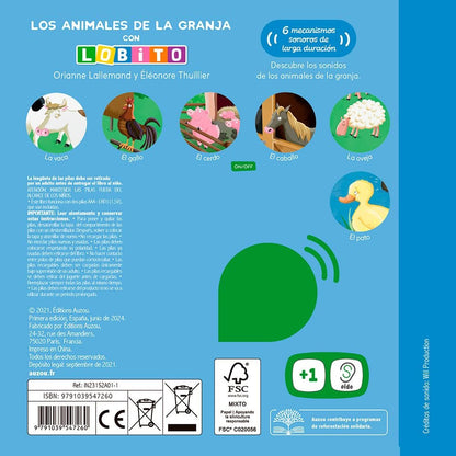 Libro sonidos. Los animales de la granja con Lobito