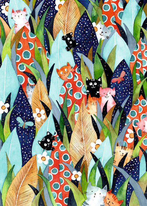 CUADERNO GRAPADO 15X21CM GATOS A5 48H RAYADAS